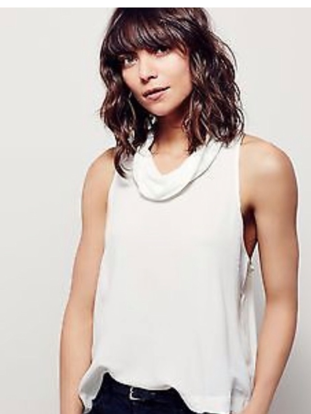 Free People White Cowl Neck Tank